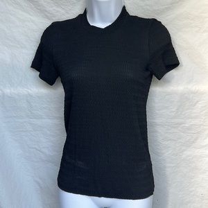 Giorgio Armani ladies black textured short sleeve stretch shirt size 6
